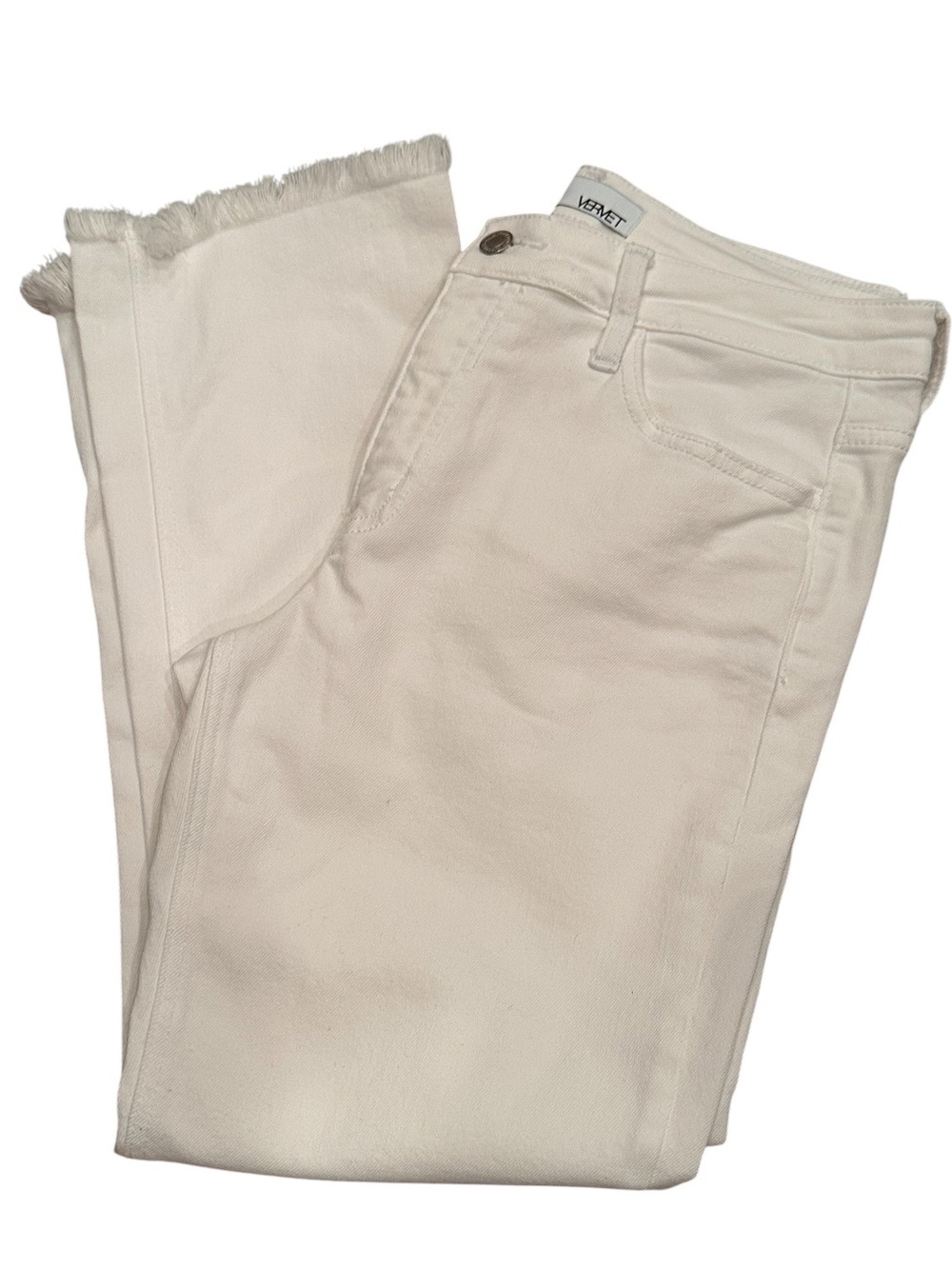 VERVET BY FLYING MONKEY High Rise White Frayed Hem Ankle Jeans Denim Sz 30